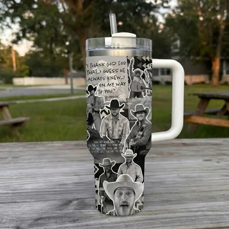 Vintage Pattern Insulated Tumbler | Double-Wall Thermal Cup | Portable Drinkware