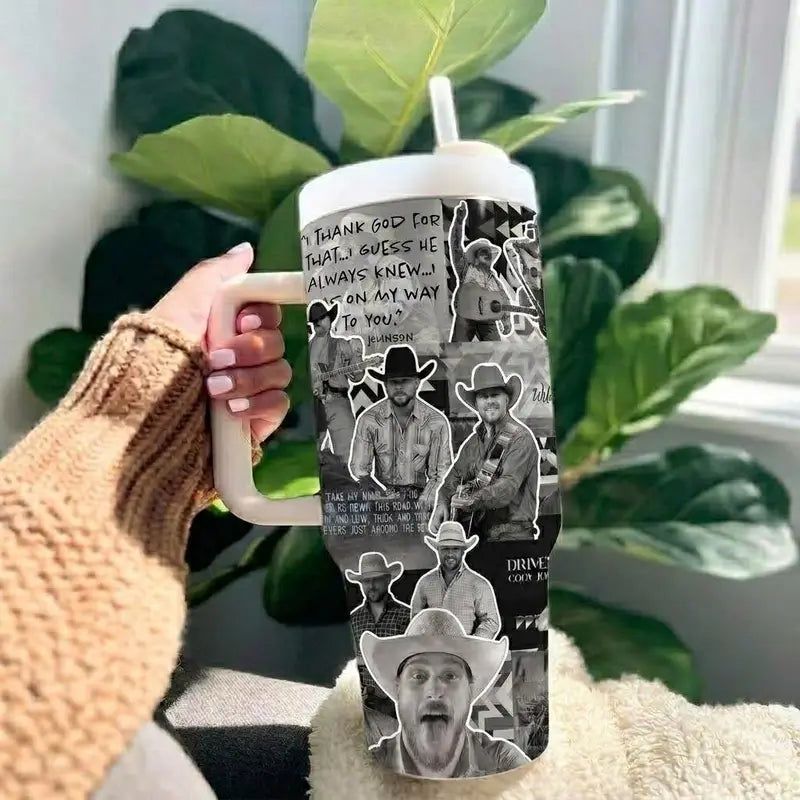 Vintage Pattern Insulated Tumbler | Double-Wall Thermal Cup | Portable Drinkware