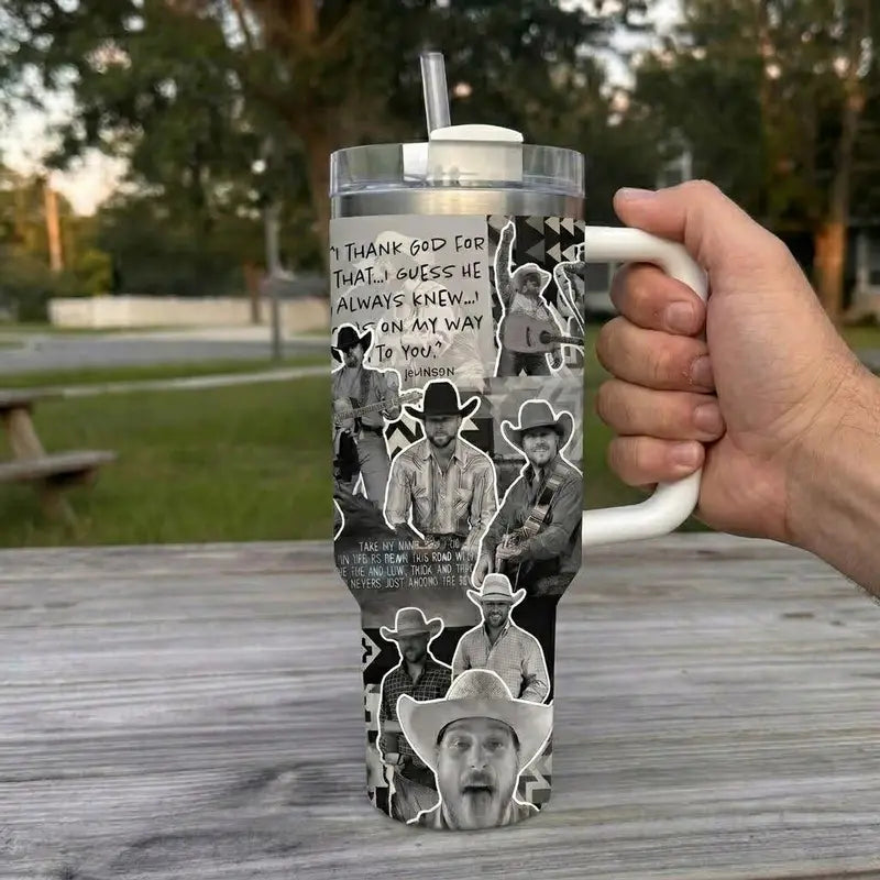 Vintage Pattern Insulated Tumbler | Double-Wall Thermal Cup | Portable Drinkware